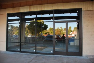 Commercial aluminum and glass storefront